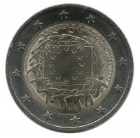 30 лет Флагу Европы. Монета 2 евро, 2015 год, (D) . Германия. UNC.