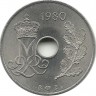 Монета 25 эре. 1980 год, Даниия. UNC.