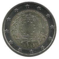 30 лет Флагу Европы. Монета 2 евро, 2015 год, (G) . Германия. UNC.