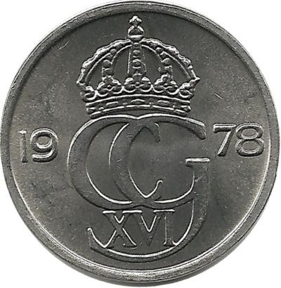 Монета 10 эре. 1978 год, Швеция. (U).