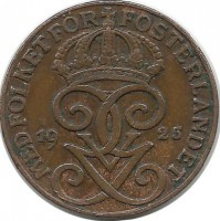Монета 1 эре.1925 год, Швеция.