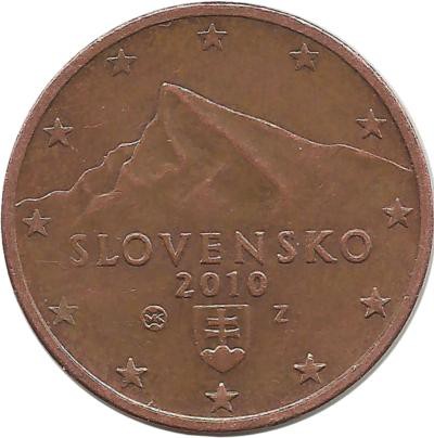 Словакия. Монета 2 цента. 2010 год.  