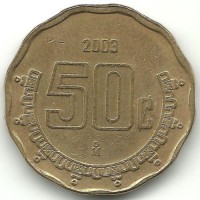 Монета 50 сентаво. 2003 год, Мексика.
