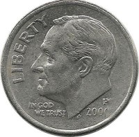 Франклин Д. Рузвельт. Монета 10 центов 2000г. (P.), CША. 