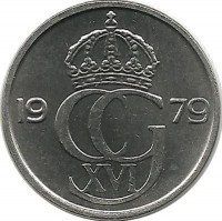 Монета 10 эре. 1979 год, Швеция. (U).