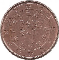 Португалия. 1 цент, 2009 год.