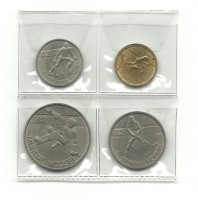  Набор монет  1,  2.5,  5,  25 эскудо 1982 г. Чемпионат мира по хоккею на роликах. Португалия.