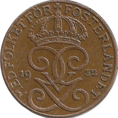Монета 1 эре.1932 год, Швеция.