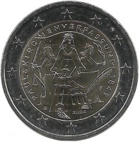 175 лет Конституции Паульскирхе. Монета 2 евро, 2024 год, (F). Германия. UNC.
