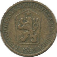 Монета 1 крона. 1963 год, Чехословакия.