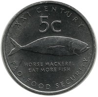 Конская макрель. Монета 5 центов. 2000 год, FAO.  Намибия. UNC. 