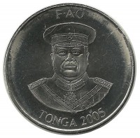  Монета 10 сенити. 2005 год, Тонга.  ФАО (FAO). UNC.