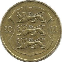 Монета 1 крона 2001 год. Эстония.