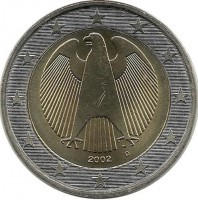 Монета 2 евро, 2002 год, (D) . Германия. UNC.
