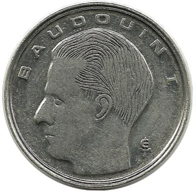  Монета 1 франк. 1990 год, Бельгия. (Belgique)