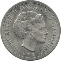 Монета 5 крон. 1980 год, Дания. UNC. 