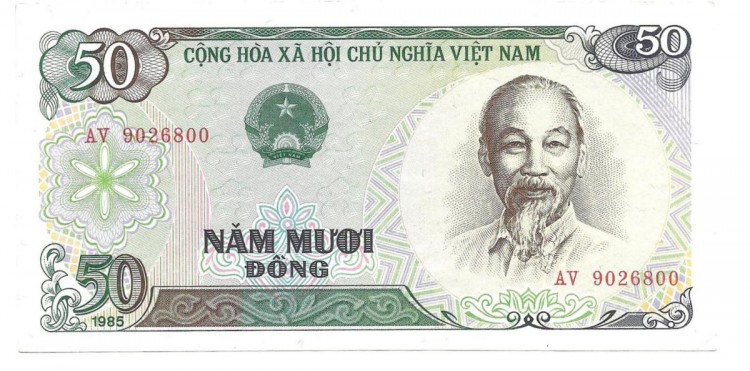 Банкнота 50 донг. 1985 год. Вьетнам. UNC.  