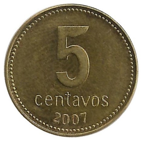 Монета 5 сентаво 2007г. Аргентина(UNC)