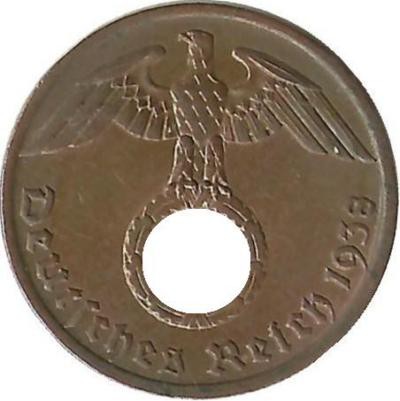Германия 1 пфенниг 1938 г. (А)