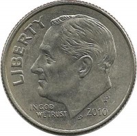 Франклин Д. Рузвельт. Монета 10 центов 2010г. (P.), CША. 