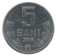 Монета 5 бани. 2015 г.  Молдавия. UNC.