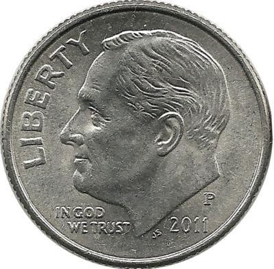 Франклин Д. Рузвельт. Монета 10 центов 2011г. (P.), CША. 