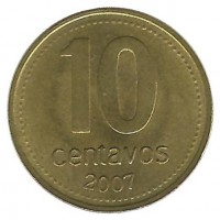 Монета 10 сентаво 2007г. Аргентина(UNC)
