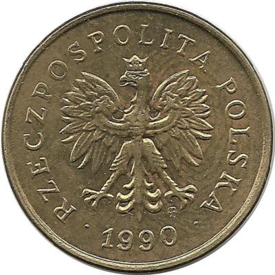 Монета 2 гроша, 1990 год, Польша.  