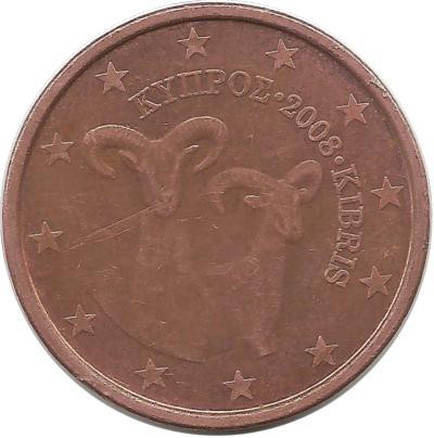Кипр. Муфлоны. Монета 5 центов. 2008 год.  