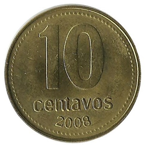 Монета 10 сентаво 2008г. Аргентина(UNC)