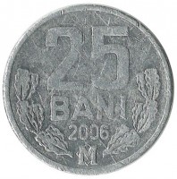 Монета 25 бани. 2006 г.  Молдавия.