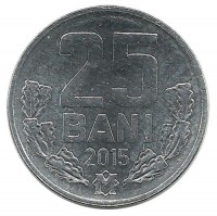 Монета 25 бани. 2015 г.  Молдавия. UNC.