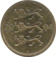 Монета 50 сенти 2004 год. Эстония.