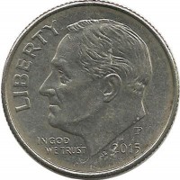 Франклин Д. Рузвельт. Монета 10 центов 2015г. (P.), CША. 