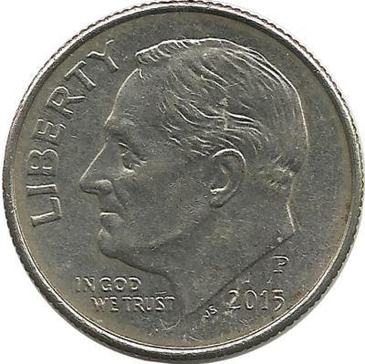Франклин Д. Рузвельт. Монета 10 центов 2015г. (P.), CША. 