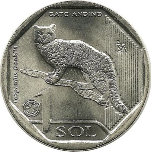 Андская кошка. Фауна Перу. Монета 1 соль. 2019 год, Перу.UNC.