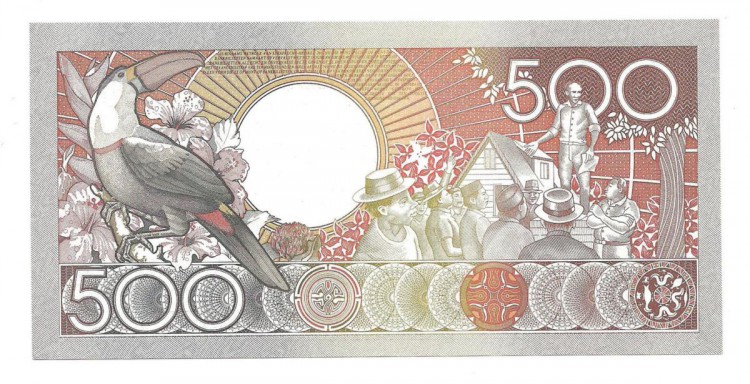 Суринам. Банкнота 500 гульденов. 1988 год. UNC.  