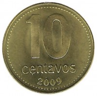 Монета 10 сентаво 2009г. Аргентина(UNC)