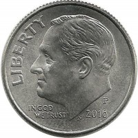 Франклин Д. Рузвельт. Монета 10 центов 2016г. (P.), CША. 