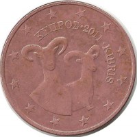 Кипр. Муфлоны. Монета 5 центов. 2011 год.  