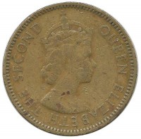 Монета 10 центов. 1957 год (H), Гонконг.