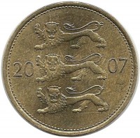 Монета 50 сенти 2007 год. Эстония.