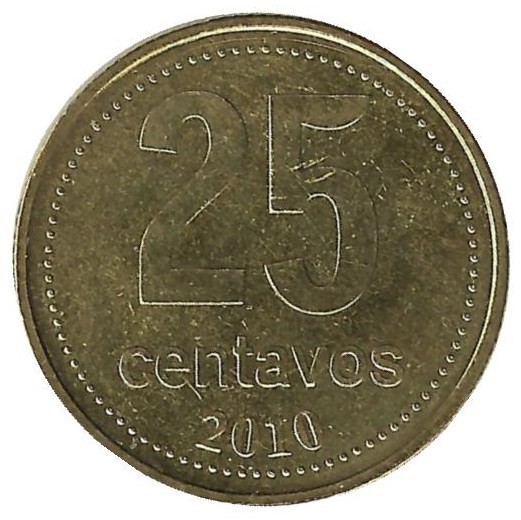 Монета 25 сентаво 2010г. Аргентина(UNC) . Ратуша Буэнос-Айреса. 