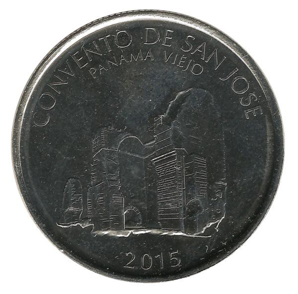 Монета  1/2 бальбоа 2015 год . Панама . Руины монастыря Сан-Хосе (Панама-Вьехо). UNC.
