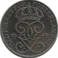 Монета 1 эре.1949 год, Швеция. (Железо).