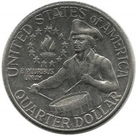 200-летие принятия декларации независимости США. Барабанщик.  Монета 25 центов (квотер), 1976 год (D), США.