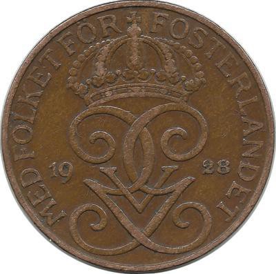 Монета 5 эре.1928 год, Швеция.