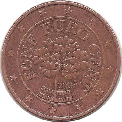 Монета 5 центов, 2004 год, Австрия.  