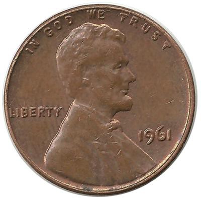 Линкольн. 1 цент 1961г.  (Филадельфия) , CША.