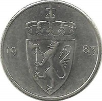  Монета 50 эре. 1983 год, Норвегия. 